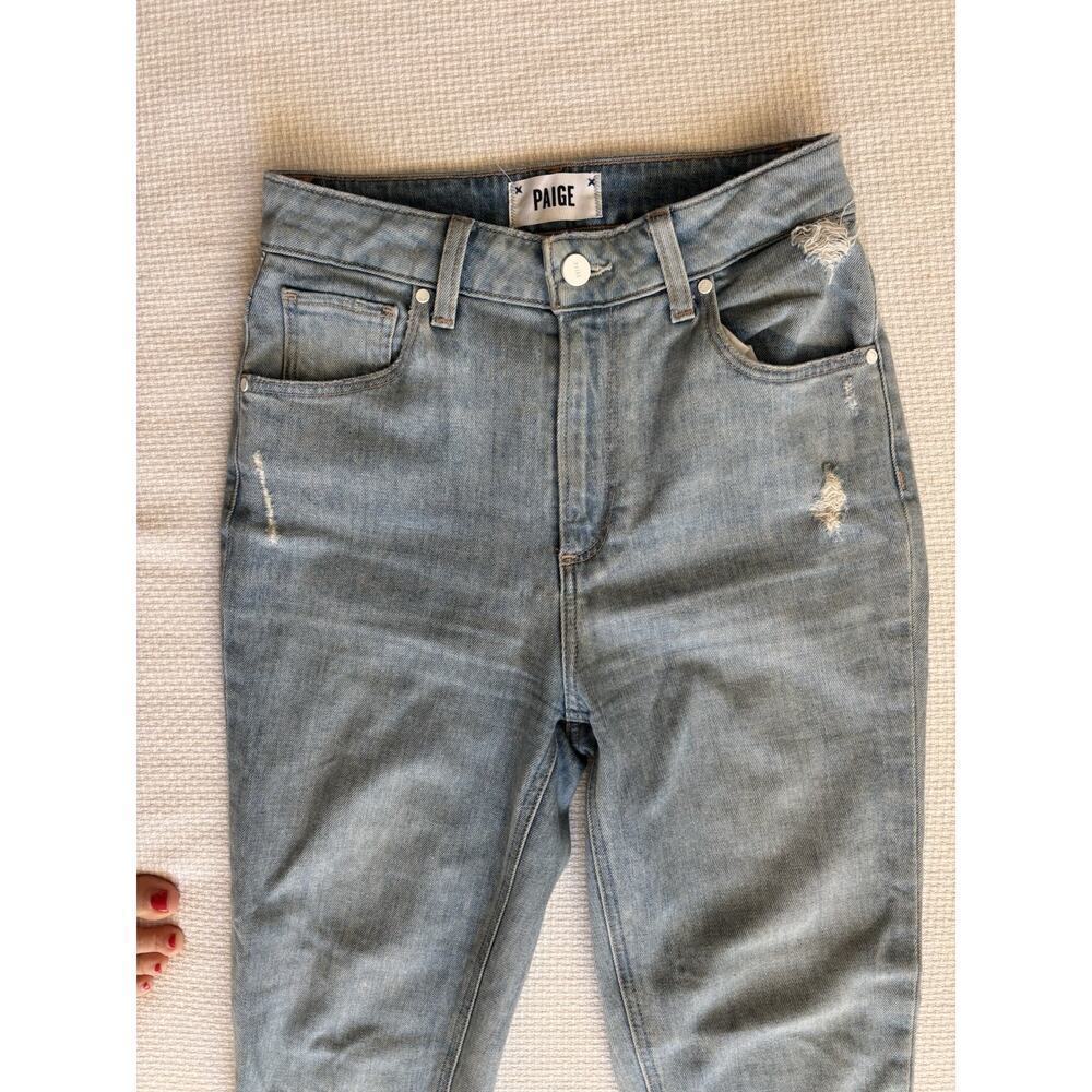 Paige Jeans 25 Sarah Slim Moka Distressed Raw Hem Classic Minimal Festival - Picture 3 of 13